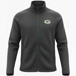 Green Bay Packers NFL Full Zip Cardigan Sweater Jacket Men’s Large Gray